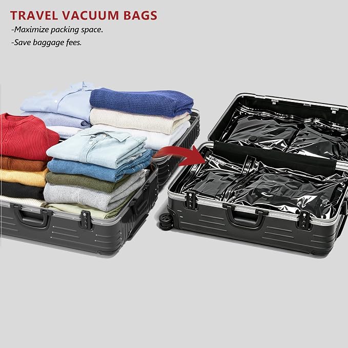 Travel Vacuum Bags for Clothing with Rechargeable Pump 36 Combo, Black | Compression Packing Cubes Organizer Storage for Luggage Suitcase, Space Saver Seal Bags for Vacation Cruise - Image 2