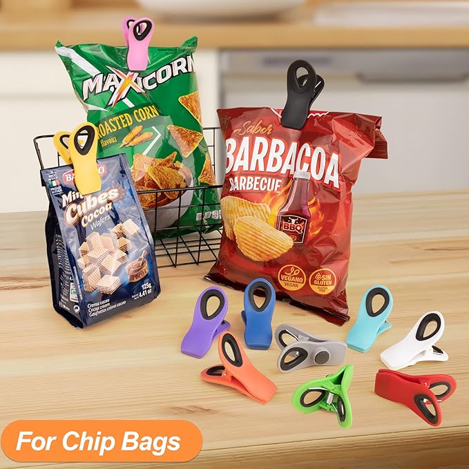 JETMORE 20 Pack Chip Clip, Magnetic Clips for Chips and Other Food Bags | Durable plastic jaws grip packages without tearing, chip bag clips seal snacks, while magnetic bag clips display notes - Image 4