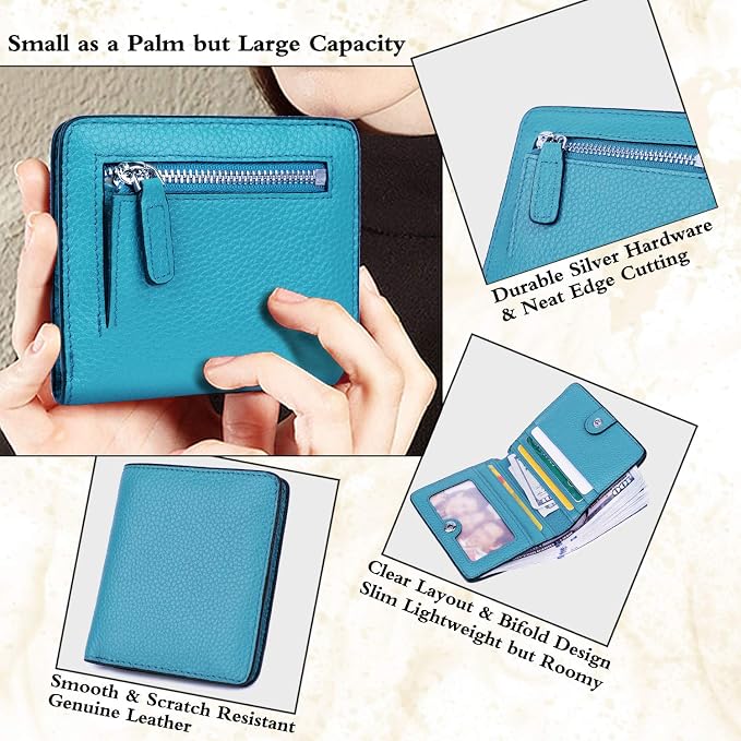 Small Leather Wallet for Women, Ladies Credit Card Holder RFID Blocking Women's Mini Bifold Pocket Purse - Image 3