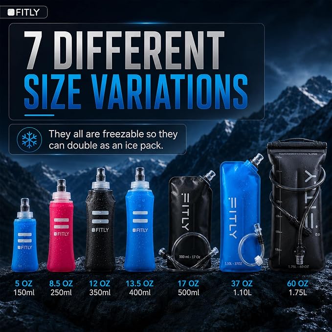 FITLY Soft Flask - Shrink As You Drink Soft Water Bottle for Hydration Pack - Folding Water Bottle Ideal for Running, Hiking, Cycling, Climbing & Rigorous Activity - Image 7