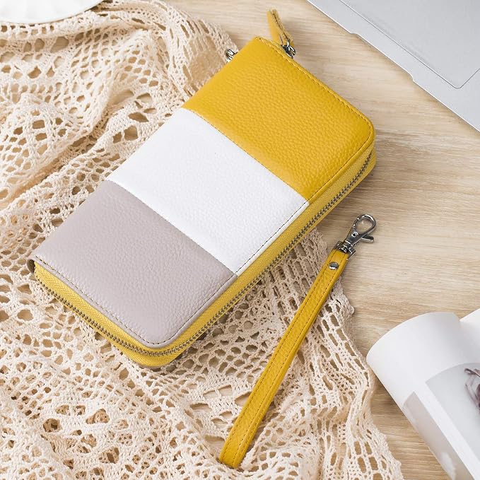 Moflycom Womens Wallet RFID Blocking Genuine Leather Multi Credit Card Large Capacity Zip Around Clutch Travel Purse Wristlet - Image 4