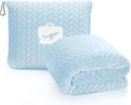 EverSnug Travel Blanket & Pillow 68x42 - Premium Ultra-Soft Microfleece 2 in 1 Compact & Packable Flight Blanket with Soft Bag Pillowcase, Hand Luggage Sleeve and Backpack Clip (Ice Blue) by EverSnug
