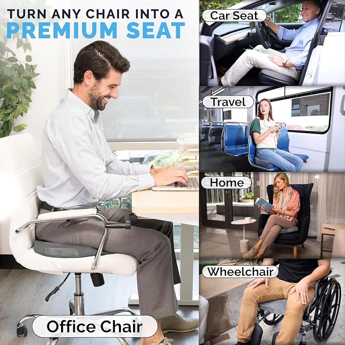 ComfiLife Doctor Recommended Seat Cushion - Premium Gel & Memory Foam Office Chair, Car Seat, Lifting Cushion - Chair Cushions for Back & Sciatica Relief - Seat Cushions for Office & Desk (Charcoal) - Image 9