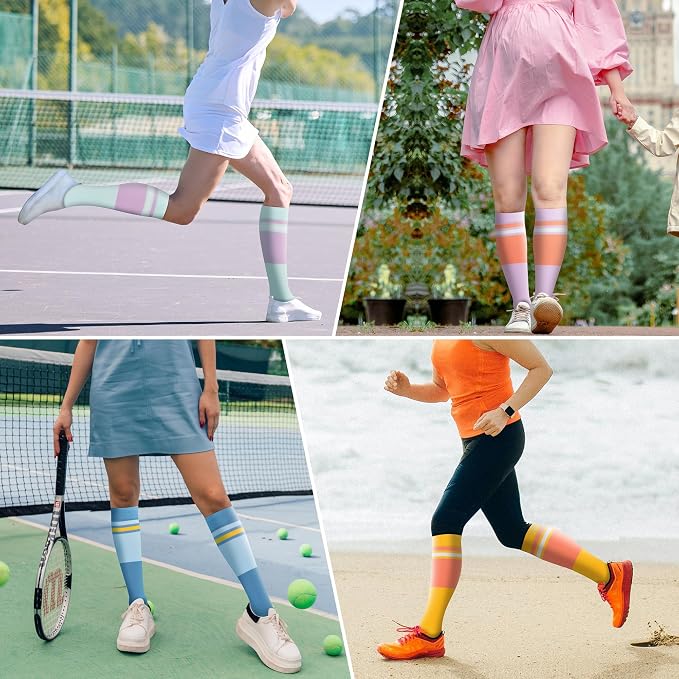 fenglaoda Compression Socks Women Men 4 Pairs, Knee High Support Socks for Running, Sports, Travel, Flight, Nurse - Image 6