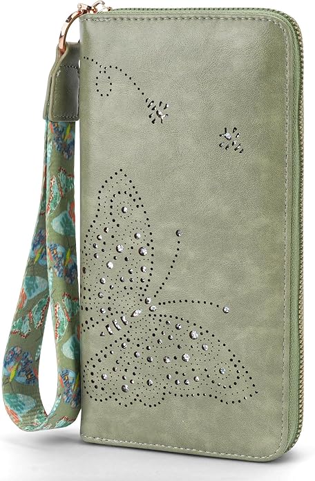 KITEVIUN RFID Wallet Women, Large Capacity Butterfly Cell Phone Clutch Purses Ladies Wristlet Wallets for Women by KITEVIUN