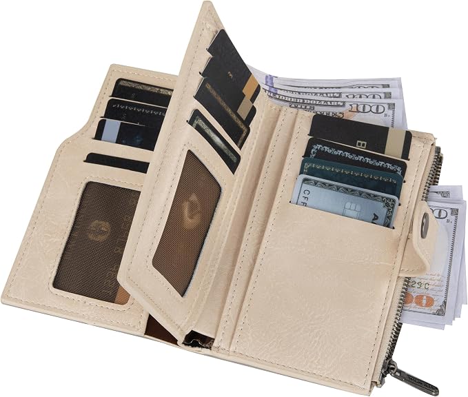 Wrangler Wallet for Women Bifold Card Holder with Zipper and ID Window - Image 3