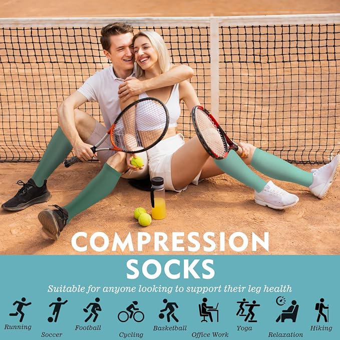 Compression Socks for Women & Men 6 Pairs | 20-30 mmHg Breathable & Moisture-Wicking Comfortable & Skin-Friendly Knee High Support Socks for Nurse, Travel, Pregnancy - Image 6