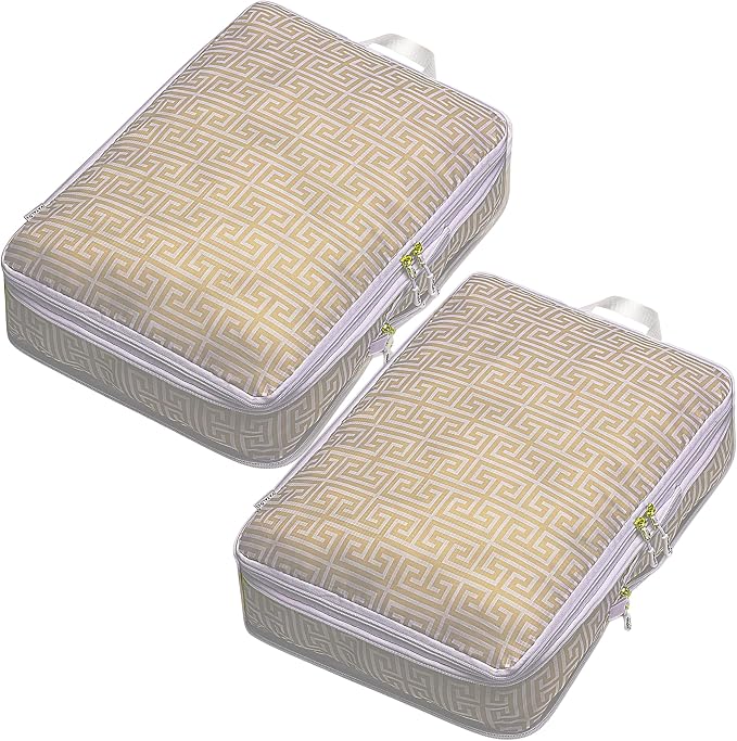 Extra Large Compression Packing Cubes for Checked Luggage, Lightweight Suitcase Organizers & Space Saver Bags - Travel Cubes for Packing - Travel Essentials - 2 Piece Set, X-Large - Beige Boho - Image 8