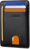 Buffway Slim Minimalist Front Pocket RFID Blocking Leather Wallets for Men and Women - Galactic Crack Black by Buffway
