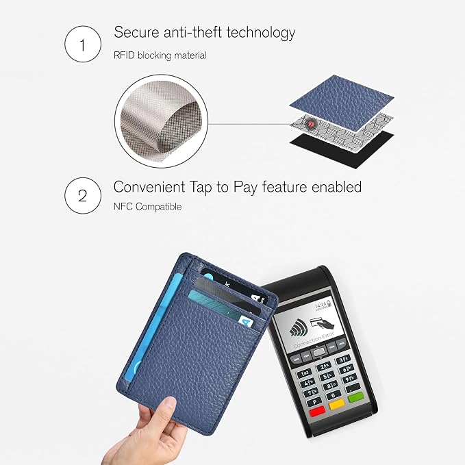 Slim Minimalist RFID Leather Wallet, Front Pocket Card Holder for Men - Image 5