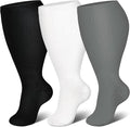 Genovega 3 Packs Wide Calf Compression Socks for Women Men Knee Hight S/M-4XL for Gifts by genovega