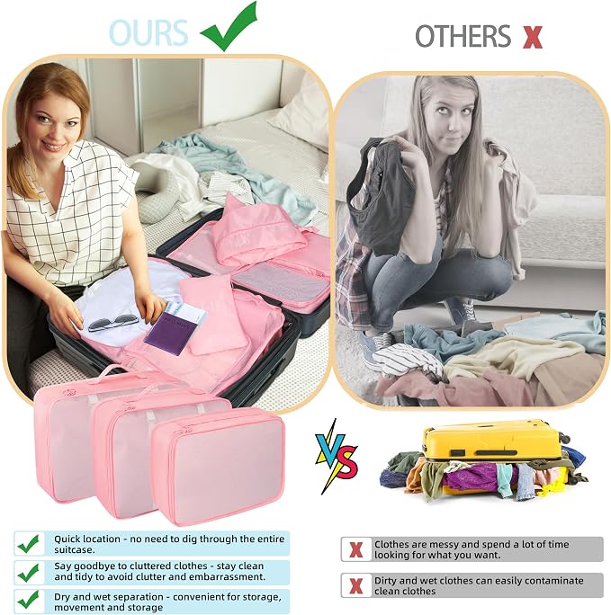 10 Pcs Set Packing Cubes - Travel Packing Organizers, Expandable Suitcase Organizer, Luggage Organizer Bags - Image 5