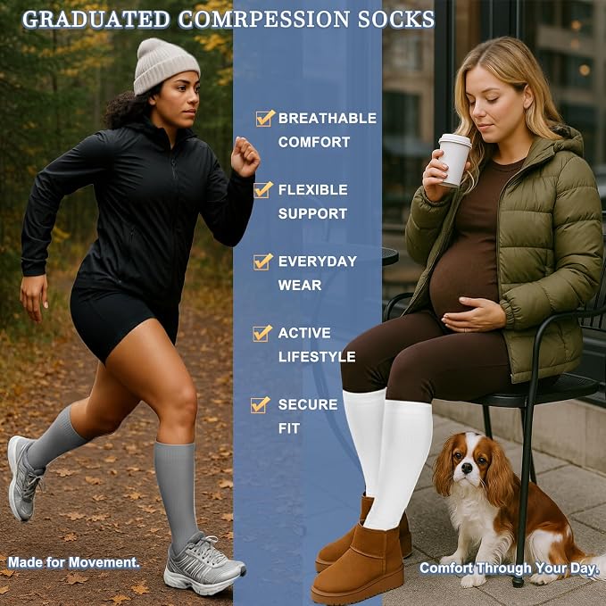 Sooverki Compression Socks for Women and Men Circulation (3/4 Pairs) is Best Support for Running Athletic Cycling Hiking - Image 4