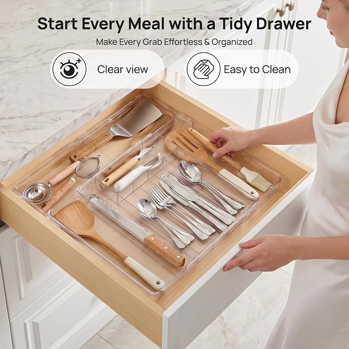 Vtopmart Expandable Silverware Organizer, Kitchen Drawer Tray, 6-9 Slots | Adjustable Flatware Organizer Expands to Fit Drawers, Organize Spoons, Forks, Knives and Kitchen Utensils with Easy Access - Image 9