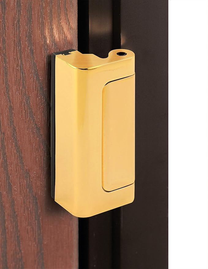 Prime-Line U 11442 Door Reinforcement Lock – Add Extra, High Security to your Home and Prevent Unauthorized Entry – 3” Stop, Aluminum Construction, Polished Brass (Single Pack) | 3 in. Stop, Solid Brass Construction, Add Extra High Security, Prevent Un... - Image 4