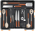 Large Utensil Drawer Organizer Expandable Silverware Organizer for Kitchen Drawer Adjustable Cooking Utensil Holder Cutlery Flatware Tray Spatula Tools Gadgets Storage Dividers Plastic Black by Spaclear