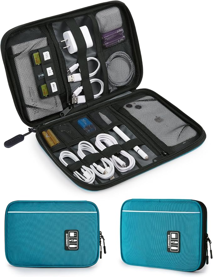 BAGSMART Large Electronics Organizer Travel Case for Tech Accessories, Blue | Travel Cable Organizer, For Travel Essentials, Cord Organizer, For Phone Power Bank SD Card by BAGSMART