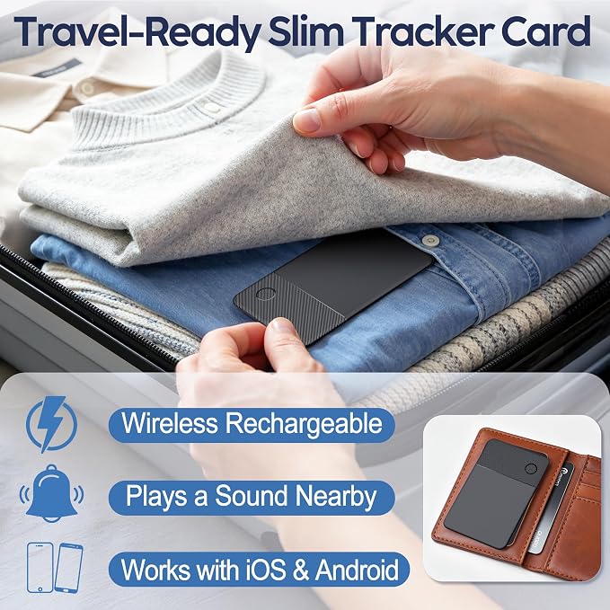Ultra-Slim Wallet Tracker Card, Works with Apple Find My & Android Find Hub, Rechargeable Smart Tracking Card for Wallet, Luggage, Passport, Keys, Travel & Everyday Use - Image 7