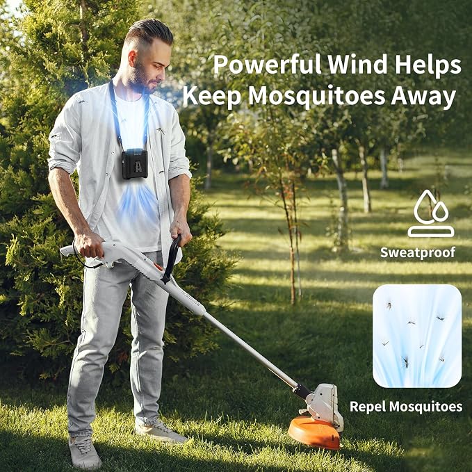 Socool 10000mAh Portable Waist Fan Clip on Wearable Belt Personal Fan Rechargeable Battery operated With 5 Speeds & Flashlight Neck Hands-Free 40H Cooling For Outdoor Camping Travel (Black) - Image 7
