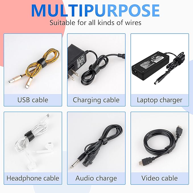 120 PCS 5/6/8 Inch Reusable Cable Ties for Cords – Data Cable Organizer Ties – Cord Wraps for Charging Cords – Electrical Wire Straps, Black - Image 4