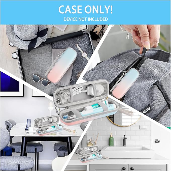 Toothbrush Travel Case for Oral B/Oral-B Pro 1000 1500 5000 7000 7500 9600/ Philips Sonicare 4100 5100 6100 5300 Electric Toothbrush, Portable Hard Protective Storage Bag (Gradient Case and 2 Caps) - Image 6