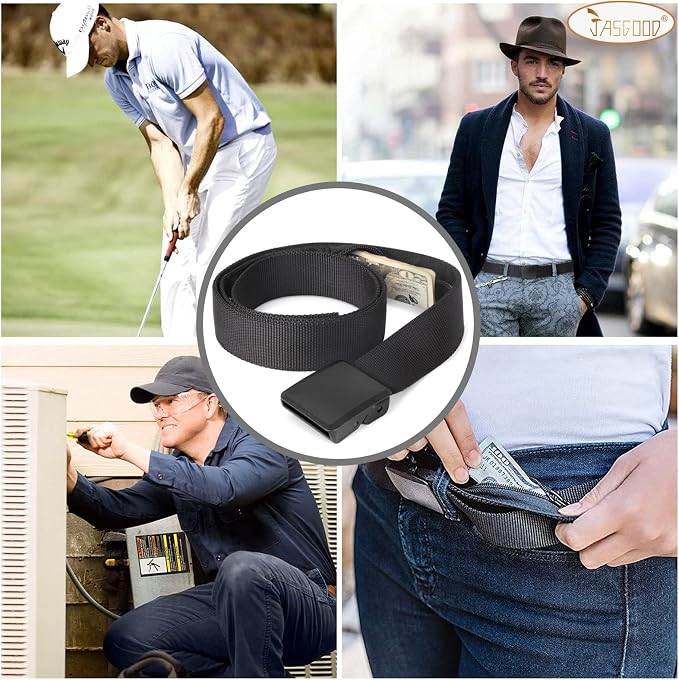 Travel Security Money Belt with Hidden Money Pocket - Cashsafe Anti-Theft Wallet Unisex Nickel free Nylon Belt by JASGOOD - Image 5