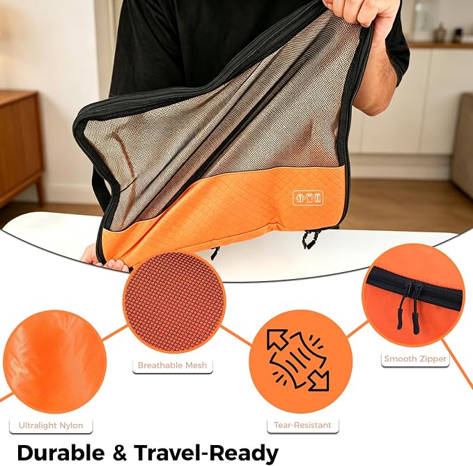 8-Piece Compression Packing Cubes for Travel, Keep Space Saving and Tidy | Bright & Lightweight Luggage Organizer for Outdoor Travel & Adventure, Space Save for Backpack, Duffel Bag & Suitcase- Orange - Image 9