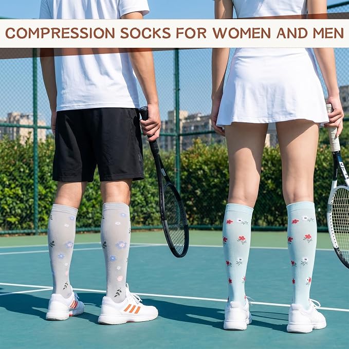 4/6 Pairs Compression Socks for Women 20-30mmHg Knee High Socks | Breathable Comfort Support Socks, Thick Cotton Fabric, Striped Ribbed Design, Fatigue Relief, For Nurses Flying Pregnancy - Image 6