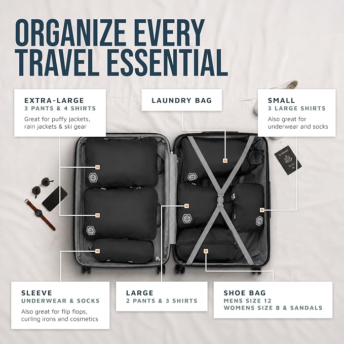 TRIPPED Travel Gear Large Compression Packing Cubes 7-Piece Set for Travel - Image 2