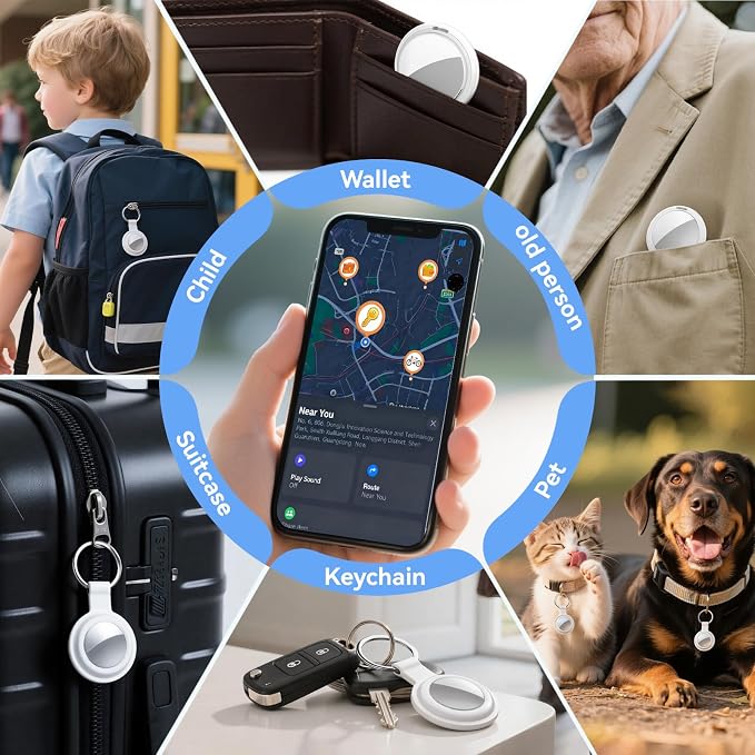 Air Tracker Tags-4 Pack, Item Finders Works with Apple Find My(iOS Only), Air Tracker Tags with 4 Case, Bluetooth Tracker Keys Finder and Item Locator & GPS Trackers for Kids/Pets/Dog/Luggage/Wallet - Image 7