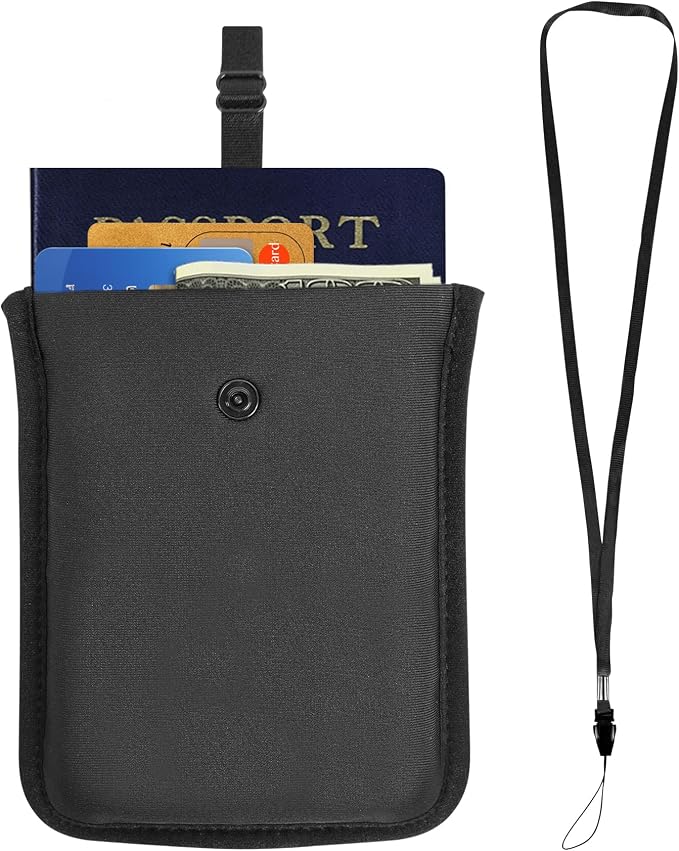 RFID-Blocking Travel Bra Wallet, Hidden Money Pouch with Elastic Strap | Ideal Secret Pocket to Protect Your Passport, Credit Cards, Cash and Valuables Under-Clothes, Black, Bamneat by Bamneat