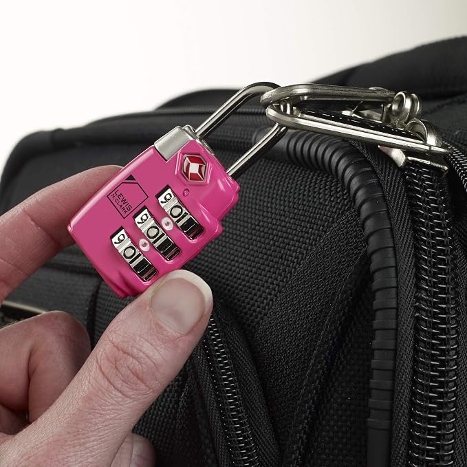Lewis N. Clark Travel Sentry TSA-Approved Luggage Lock, Large 3 Dial Combination with Easy Read Dials - Pink - Image 3