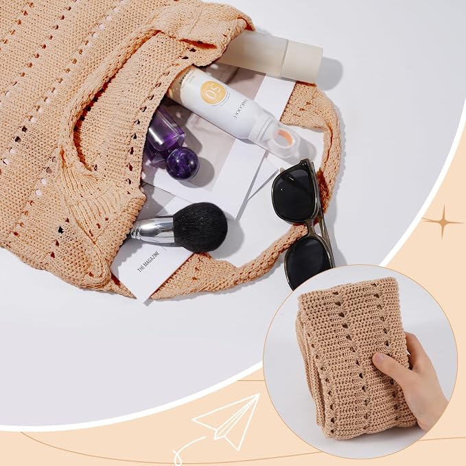 Sightor Crochet Tote Bag, Mesh Beach Bag Knit Summer Hobo Bag for Women | Beach Tote bag Vacation Outfits Aesthetic Boho Bag - Image 5