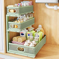Under Sink Organizer, 3-Tier Thickened Metal Pull out Cabinet Organizer Shelf, Height Adjustable Slide out Storage Drawer Rack for Kitchen Bathroom Pantry Laundry Home Organization, 1-Pack, Green | 35% Extra Storage Capacity, Carbon Steel, Hold Up 55lb... by HERJOY