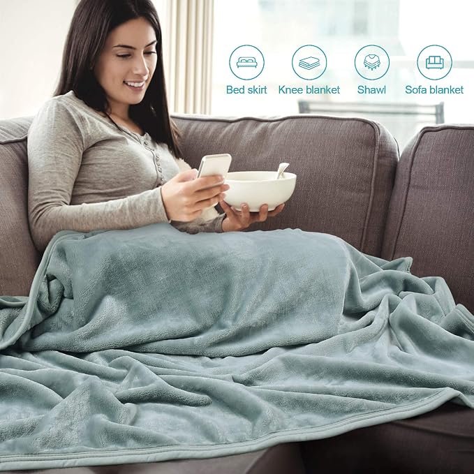 EIUE Comfortable Flannel Fleece Blanket Set,Ultra Soft Full Body Nap Blanket Quilt for Home & Travel,Wedding Favors Gift for Family Couple(2 Packs,60x80) - Image 8