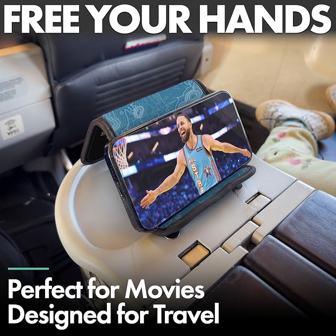 Airplane Phone Holder - Foldable Phone Stand for Plane Travel | Aluminum Build, 9 x 5 in. Topography, Tabletop Mount Desk, Plane Tray Seat back, Treadmill, Fits iPhone Cell Phone - Image 6