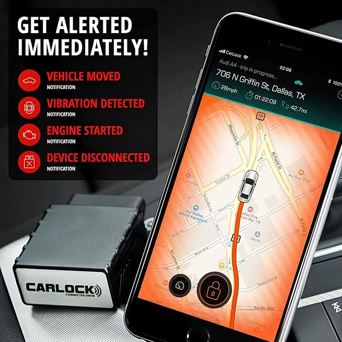 CARLOCK Anti Theft Car Device - Real Time 4G Car Tracker & Car Alarm System. Comes with Device & Phone App. Tracks Your Car in Real Time & Notifies You Immediately of Suspicious Behavior.OBD Plug&Play - Image 3