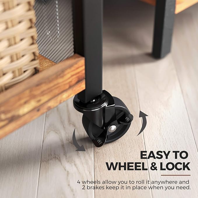 VASAGLE 3-Tier Narrow Storage Cart, Rolling Cart with Wheels, Steel Frame | Slim Storage Cart for Kitchen, Adjustable Feet, Traditional Basic Style, Rustic Brown and Black, DACEY Collection ULRC66BX - Image 6