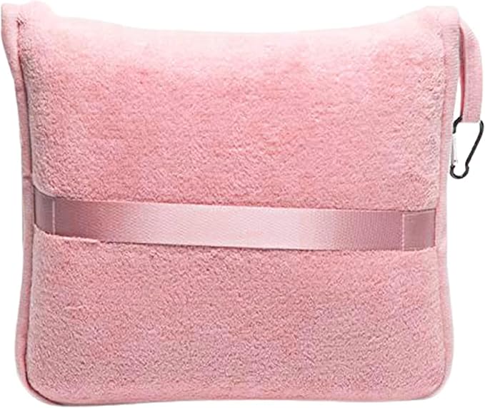BlueHills Premium Soft Travel Blanket Pillow Airplane 2 in 1 - Light Pink | Large Travel Size Blanket Throw in Compact Case, Long Flight Essentials, Lightweight & Portable, Carry on Airplane Comfort - Image 7