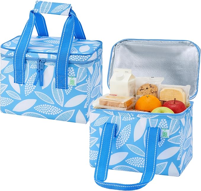 VENO 2 Pack Small Cooler Insulated Lunch Bag Reusable Grocery Shopping Bag | Collapsible Lunch Box Tote for Women Men w/ Handles, Dual Zippers, 9L Capacity for Work Office Picnic Beach (Spring Breeze) by Veno