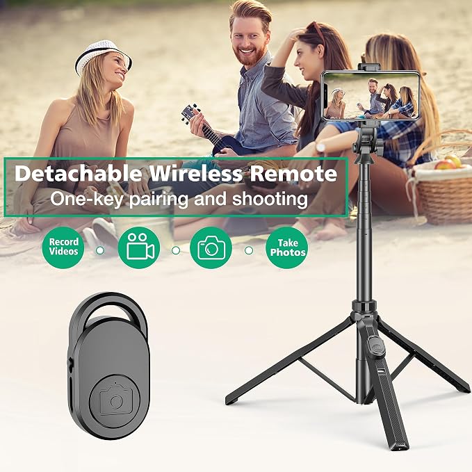 70.6" Phone Stand & Selfie Stick Tripod, Extendable Cell Stand with Remote and Phone Holder for Vlogging/Streaming, Compatible with iPhone Android GoPro - Image 4