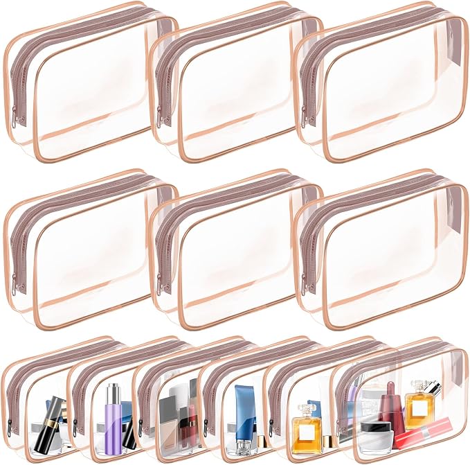 AURUZA Clear Makeup Bag,Portable Travel Toiletry Bags with Zipper, TSA Approved Clear Organizer Bags, PVC Cosmetic Pouch for Airport Airline Compliant by AURUZA