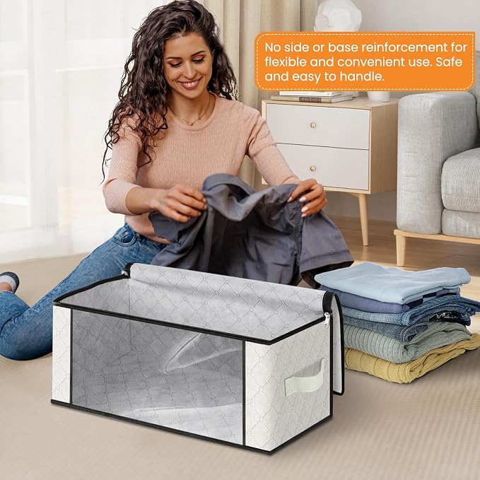 35L Closet Organizers, Foldable Under Bed Storage Containers | Storage Bags with Zippers,Window and Handles for Organizing Bedroom, Closet, Clothing,Organization with Handle - Image 3