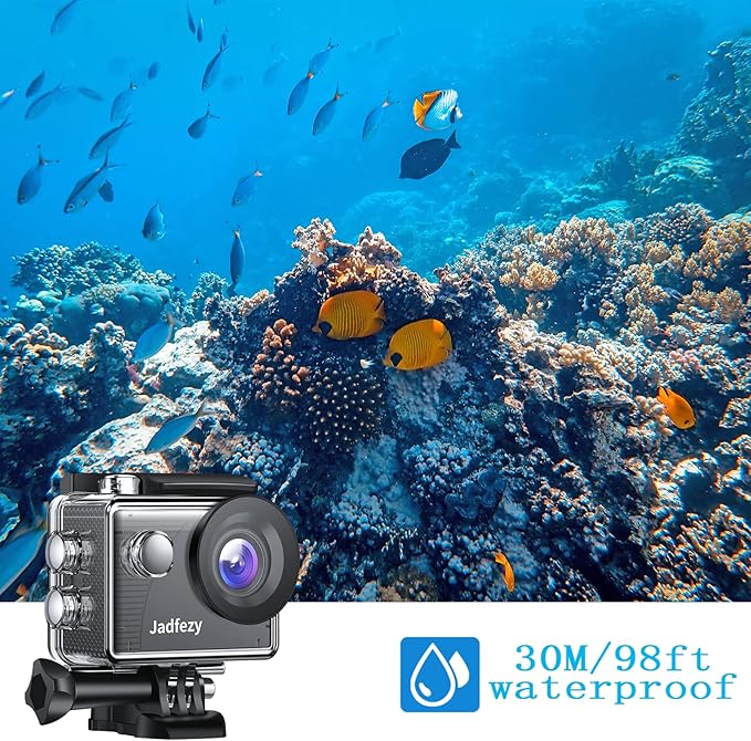 Action Camera FHD 1080P Wide Angle 98FT/30M Underwater Waterproof Cam | with Memory Card 2 Rechargeable Batteries Accessories Kit, Sports Camera Suitable for Helmet,Snorkeling,Bicycle, etc. - Image 5