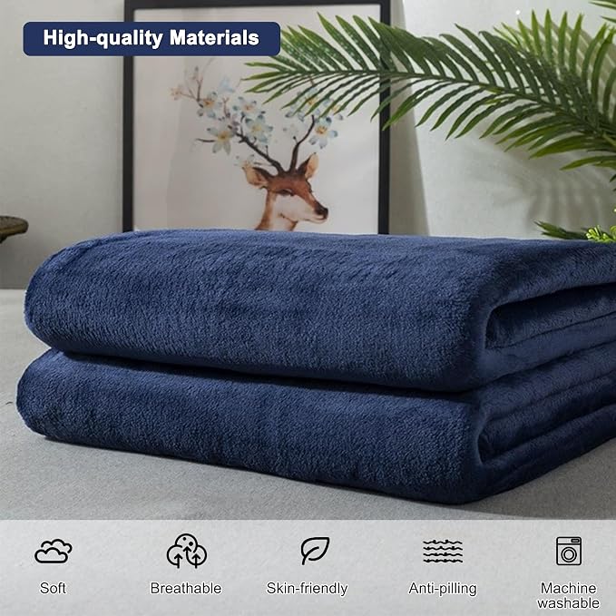 2-in-1 Convertible Travel Blanket & Pillow-Ultra Soft, Compact & Packable with Hand Luggage Sleeve and Backpack Clip for Flight & Car,Navy Blue - Image 3