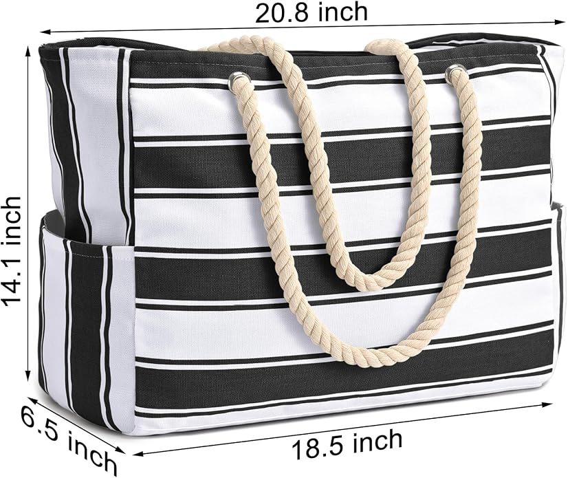 Becokan Beach Bags for Women Large Waterproof Beach Tote Bag Zipper Beach Bags Waterproof Sandproof Swim Pool Bag Large Tote - Image 6