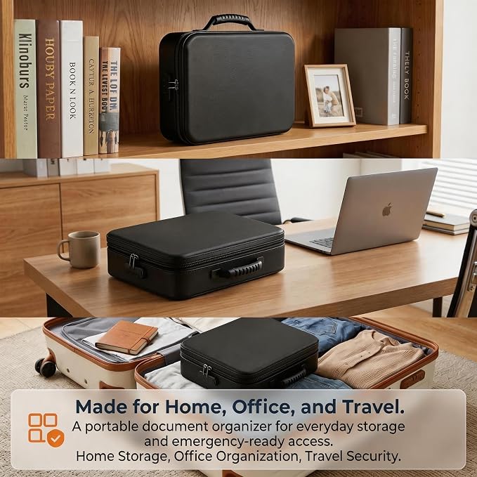 Fireproof Document Box (Soft-Shell) with Lock, 5200°F Fireproof & Water-Resistant File Organizer for Important Documents, Certificates, Passport & 14" Laptop, Home Office Travel - Image 8