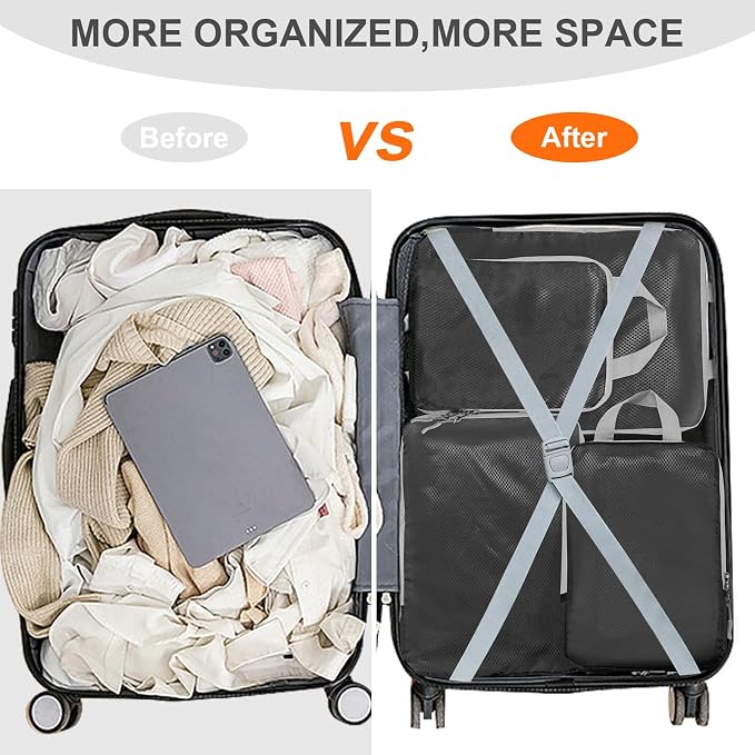 Compression Packing Cubes, Ultralight Packing Cubes for Carry on Suitcase, Travel Packing Essentials for Suitcase Organizer Bags Set, Durable Travel cubes for Luggage (Black, Set of 4) - Image 6