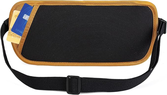 RFID Blocking Money Belt - Passport Holder & Travel Wallet, Slim Hidden Fanny Packs for Women Men - Gold - Image 6