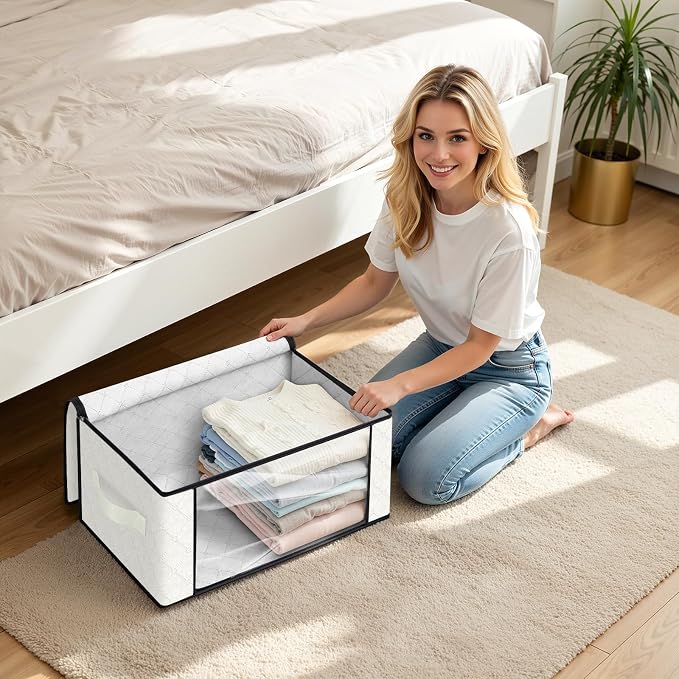 35L Closet Organizers, Foldable Under Bed Storage Containers | Storage Bags with Zippers,Window and Handles for Organizing Bedroom, Closet, Clothing,Organization with Handle - Image 5
